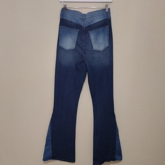 Fashion Nova Blue and Silver Flare Jeans - Picture 7 of 9